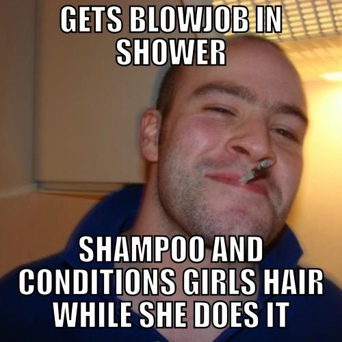 GETS BLOWJOB IN SHOWER
 SHAMPOO AND CONDITIONS GIRLS HAIR WHILE SHE DOES IT