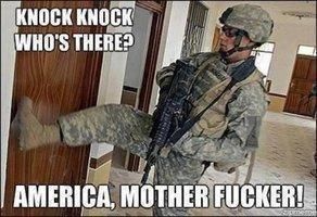 KNOCK KNOCK
 WHO'S THERE?
 AMERICA, MOTHER F✡✞KER!