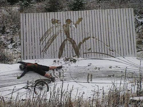 winter biking fail