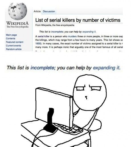 List of serial killers by number of victims This list is incomplete; you can help by expanding it.