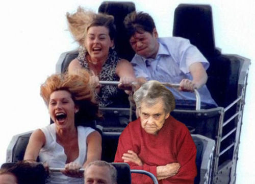 grumpy grandma on a rollercoaster