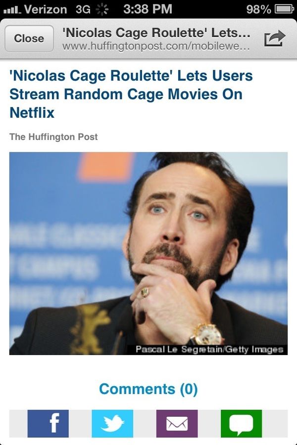 'Nicolas Cage Roulette' Lets Users Stream Random Cage Movies On Netflix