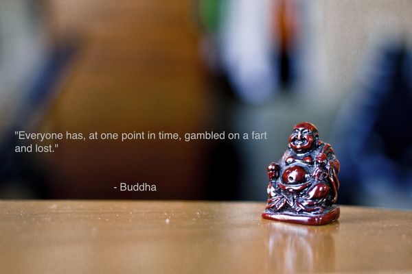 'Everyone has, at one point in time, gambled on a fart and lost.'
 - Buddha