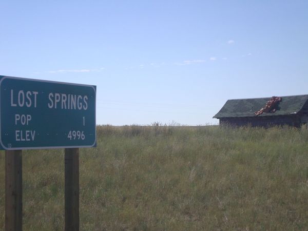 LOST SPRINGS POP 1 ELEV 4996