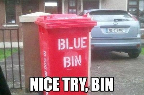 BLUE BIN
 NICE TRY, BIN