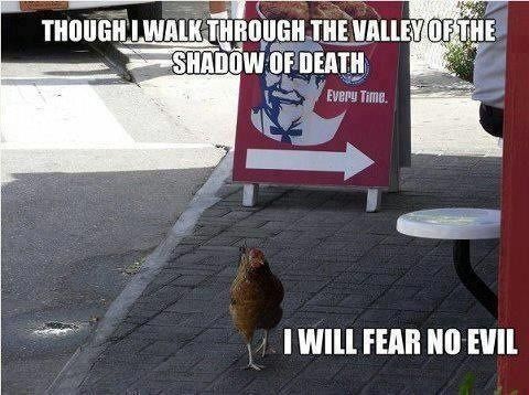 THOUGH I WALK THROUGH THE VALLEY OF THE SHADOW OF DEATH
 I WILL FEAR NO EVIL