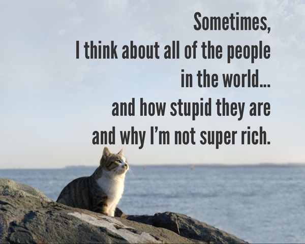Sometimes I think about all of the people in the world... and how stupid they are and why I'm not super rich.