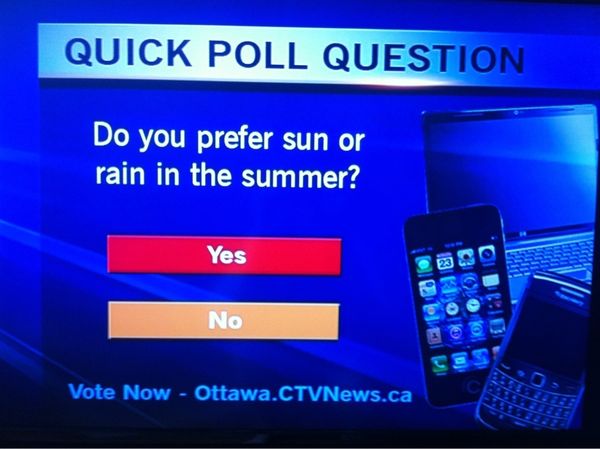 QUICK POLL QUESTION Do you prefer sun or rain in the summer? Yes No
