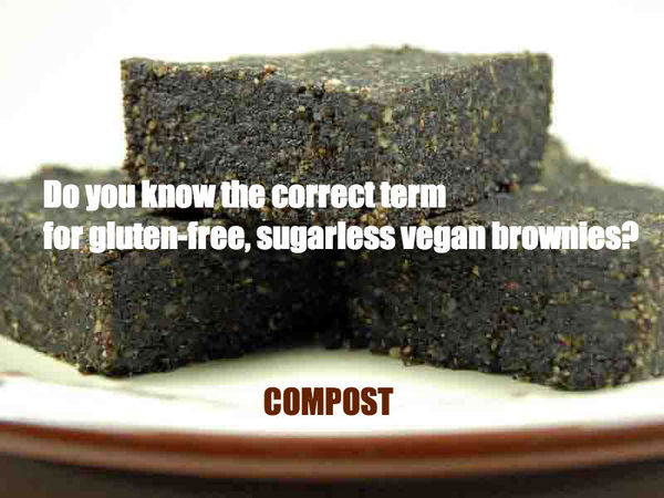 Do you know the correct term for gluten-free, sugarless vegan brownies? COMPOST