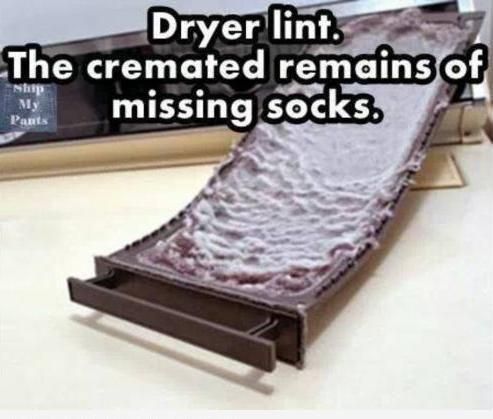 Dryer lint.
 The cremated remains of missing socks.