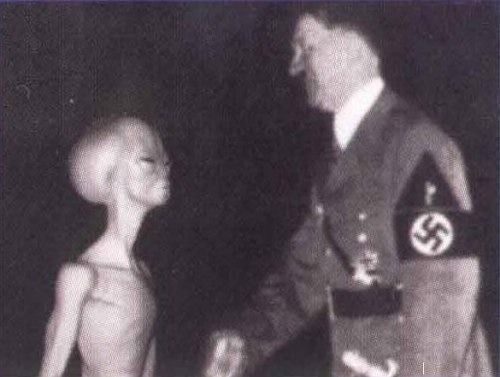 hitler shaking hand with an alien