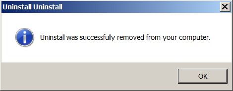 Uninstall Uninstall
 Uninstall was successfully removed from your computer.