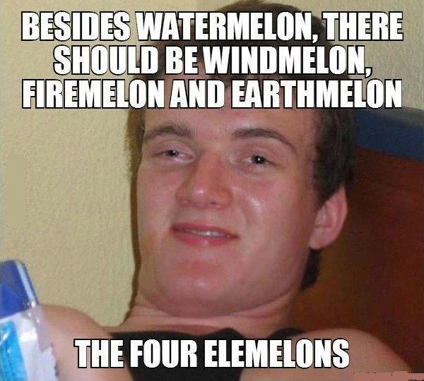 BESIDES WATERMELON, THERE SHOULD BE WINDMELON, FIREMELON AND EARTHMELON
 THE FOUR ELEMELONS