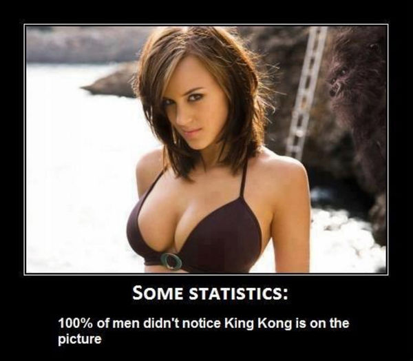 SOME STATISTICS:
 100% of men didn't notice King Kong is on the picture