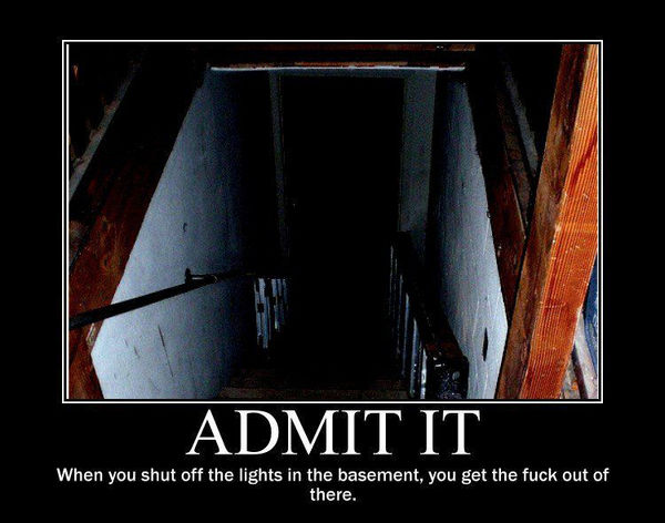 ADMIT IT When you shut off the lights in the basement, you get the f✡✝k out of there.
